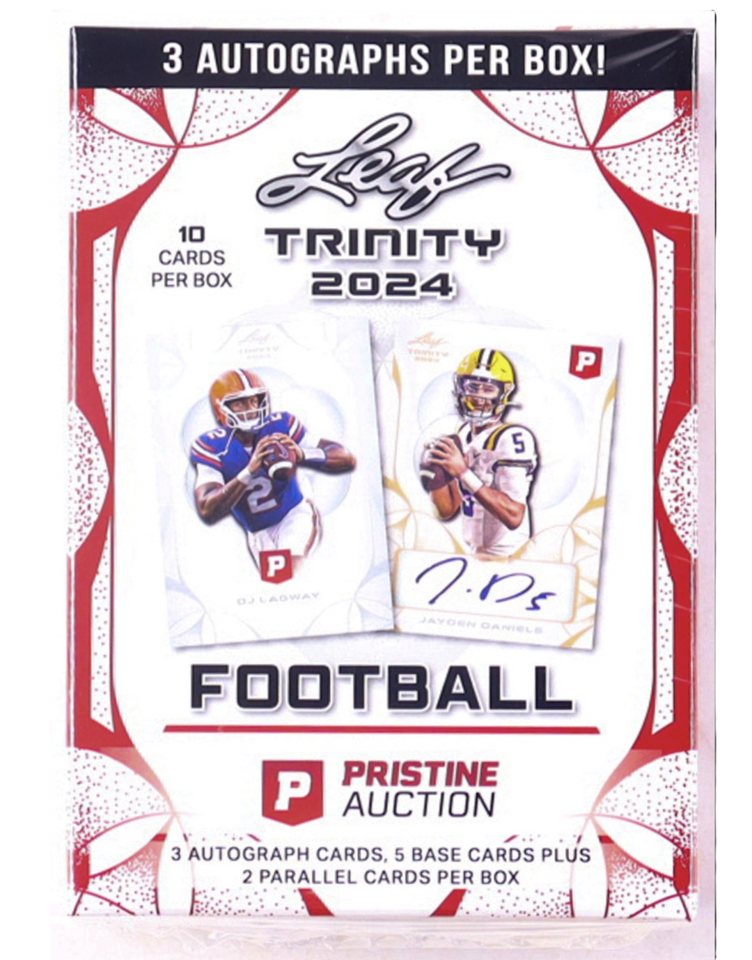 2024 Leaf Trinity Football x Pristine Auction Box with 3 Autos