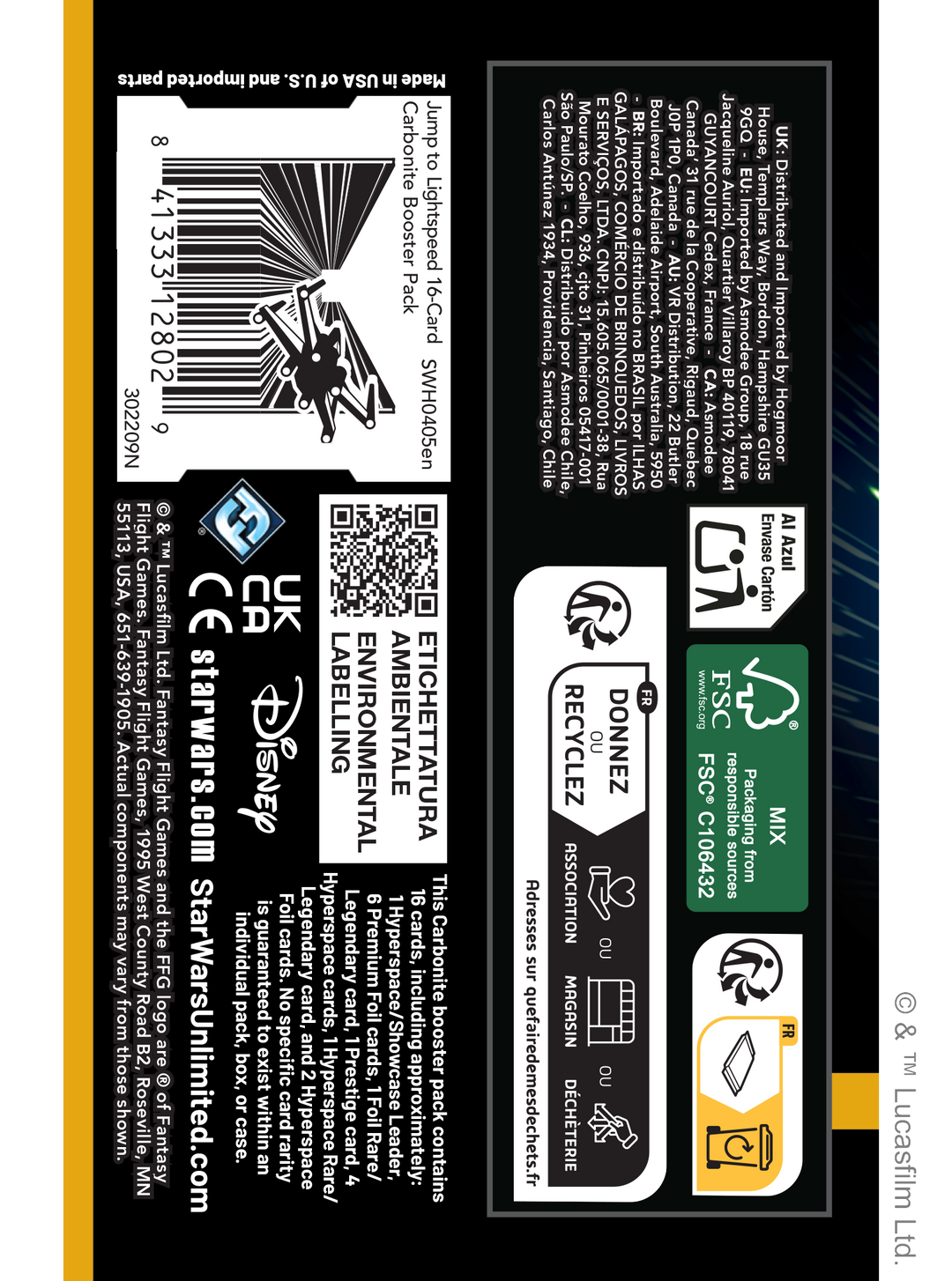 Star Wars Unlimited: Jump to Lightspeed Carbonite Edition - Booster Pack