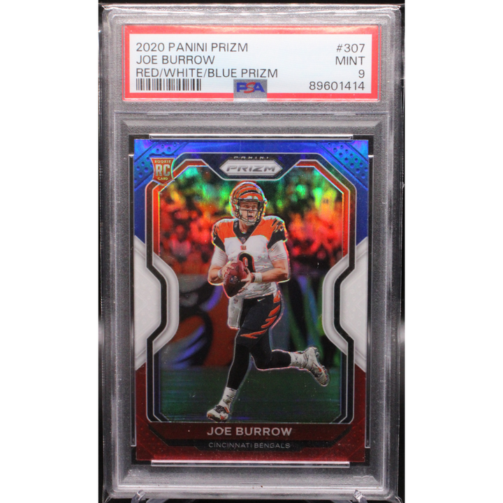 2020 Panini Prizm Football - Joe Burrow 307 - Red White Blue - PSA 9