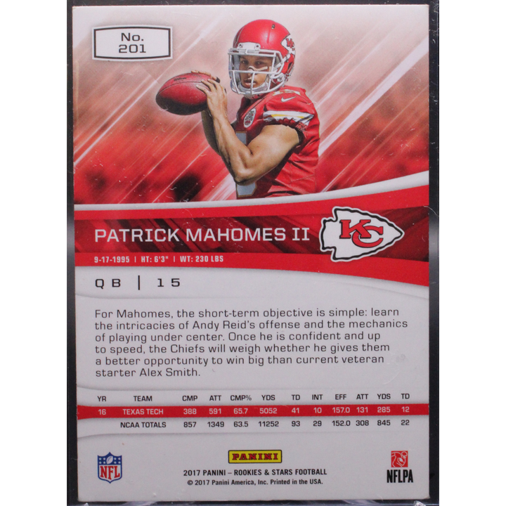 2017 Panini Rookie & Stars Football - Patrick Mahomes 201 - Rookie