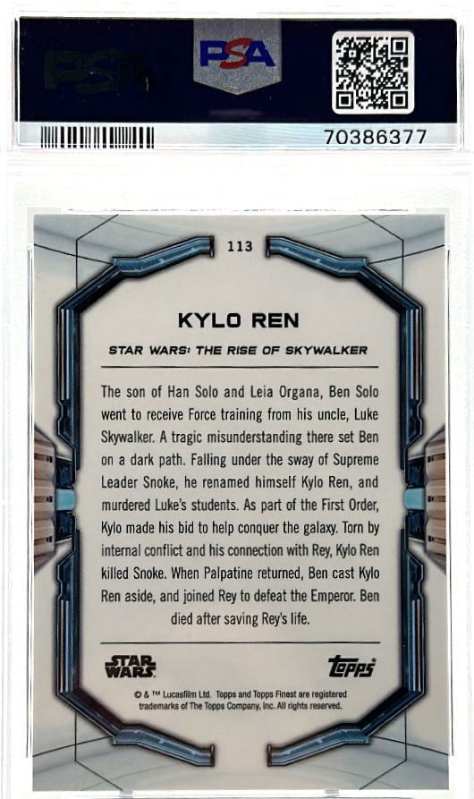 2022 Topps Finest Star Wars - Kylo Ren 113 - Gold Refractor /50 - PSA 9