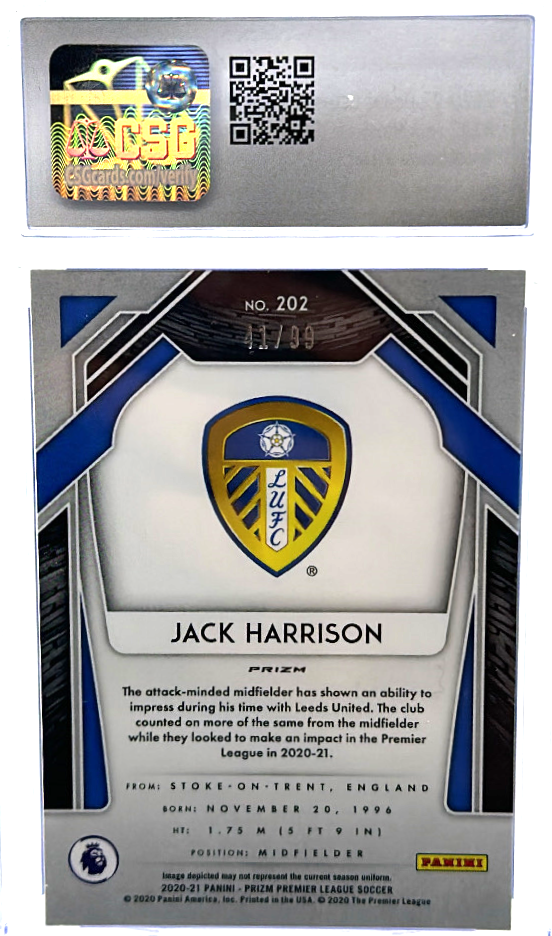 2020-21 Panini Prizm Premier League - Jack Harrison 202 - Breakaway Violet /99 - CSG CGC 9.5