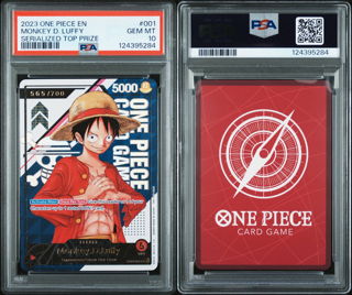 Monkey.D.Luffy - ST01-001 -Serialized Top Prize 565/700 - 2023 One Piece - PSA 10