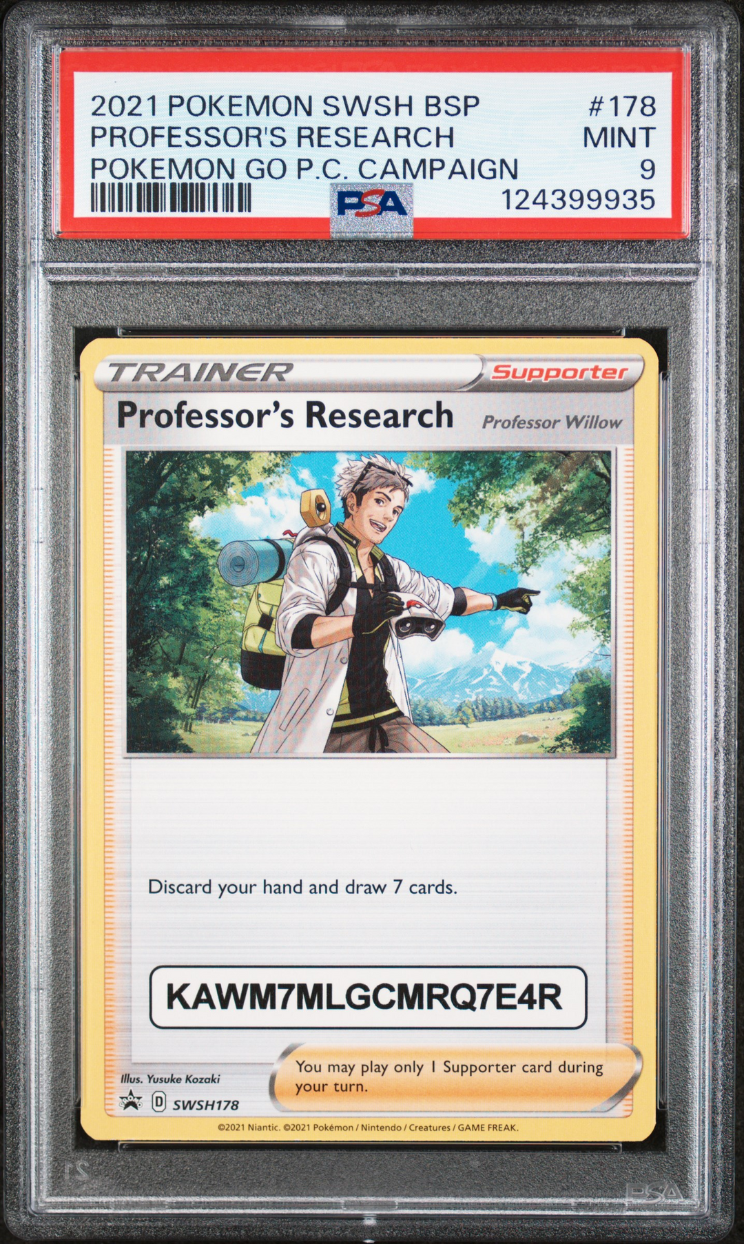 Professor's Research #178 Pokemon GO P.C. Campaign - 2021 Pokemon SWSH BSP - PSA 9