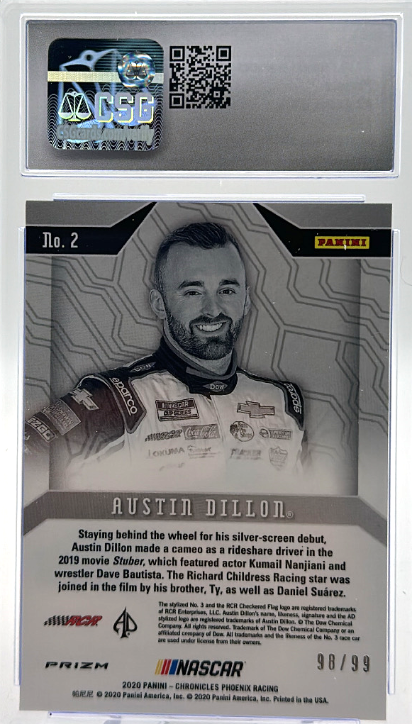 2020 Panini Chronicles Nascar - Austin Dillon 2 - Red /99 - CSG CGC 9