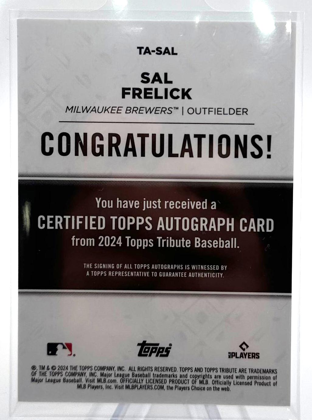 2024 Topps Tribute - Sal Frelick TA-SAL - Green Auto /99