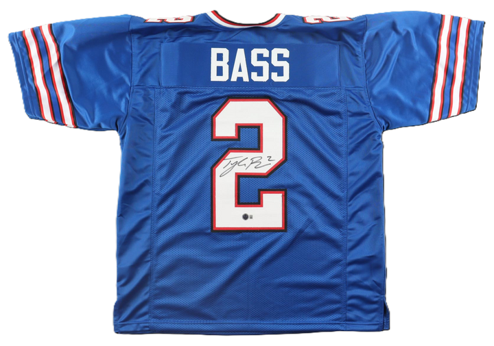 Tyler Bass Signed Autographed Blue Custom Jersey Beckett COA