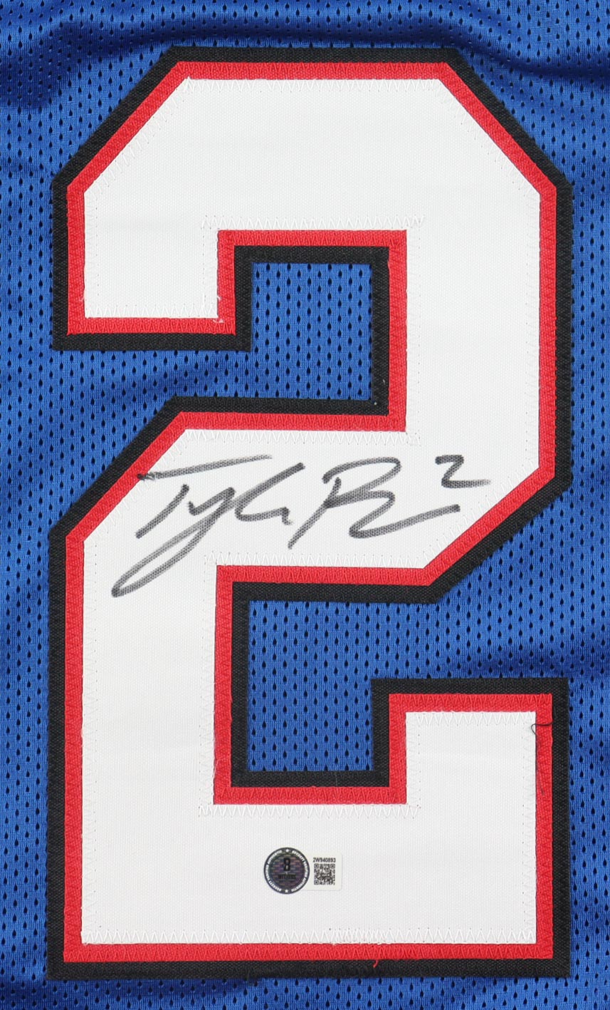 Tyler Bass Signed Autographed Blue Custom Jersey Beckett COA