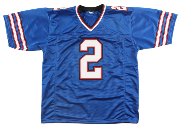 Tyler Bass Signed Autographed Blue Custom Jersey Beckett COA