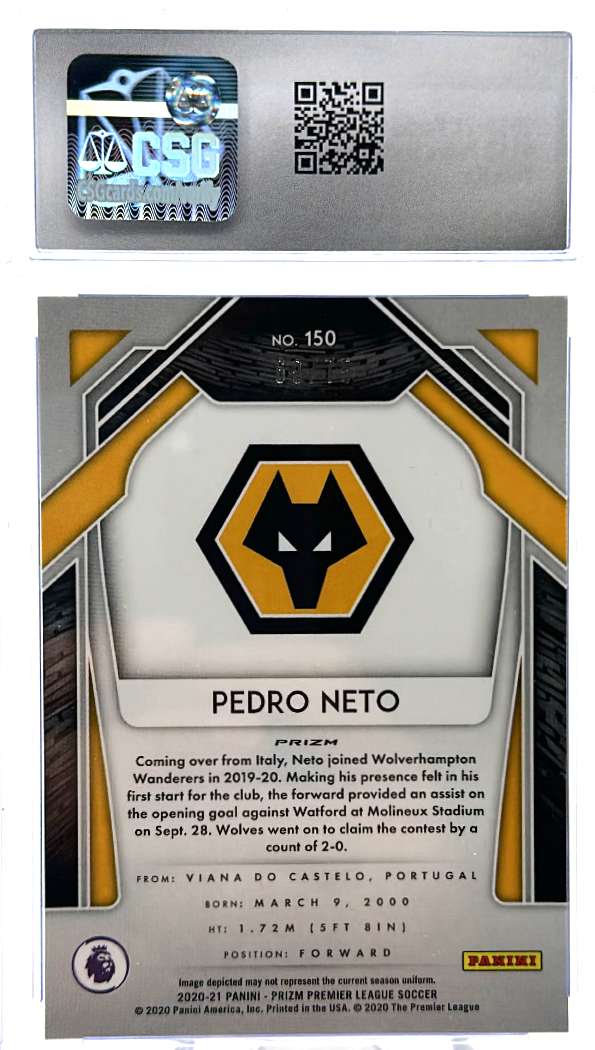 2020-21 Panini Prizm Premier League - Pedro Neto 150 - Blue Ice /75 - CSG CGC 10