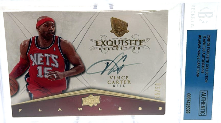 2008-09 Upper Deck Exquisite Collection - Vince Carter FLAW-VC - Flawless Autographs /50 - Authentic Beckett