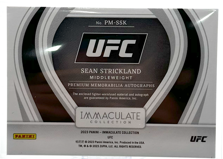 2023 Panini Immaculate UFC - Sean Strickland PM-SSK - Premium Mem Auto /99