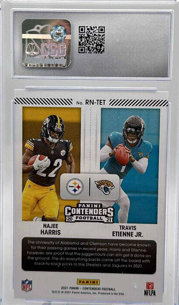 2021 Panini Contenders - Travis Etienne JR. Najee Harris - Silver /99 - CSG CGC 10