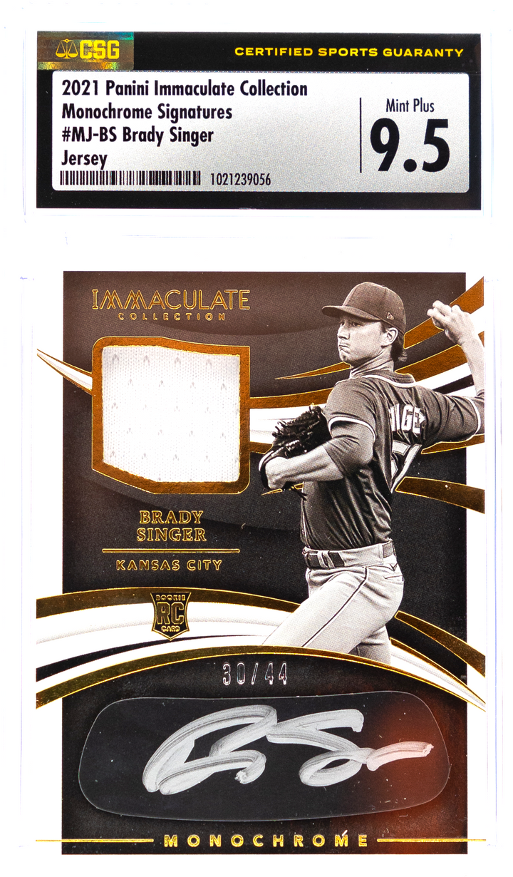 2021 Panini Immaculate Collection - Brady Singer MJ-BS - Monochrome Jersey /44 - CSG CGC 9.5 / 10