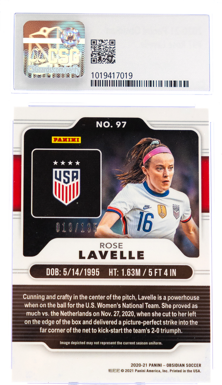 2020-21 Panini Obsidian - Rose Lavelle 97 - Silver /195 - CSG CGC 9