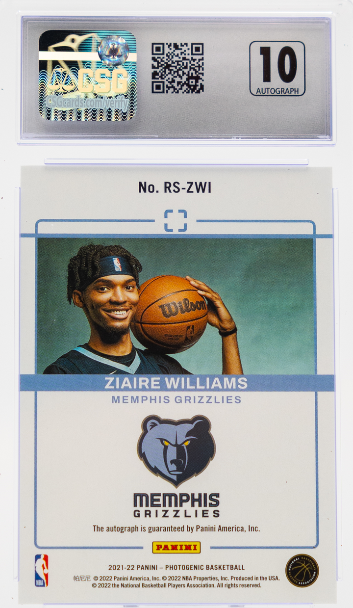 2021-22 Panini Photogenic - Ziaire Williams RS-ZWI - CSG 9 / 10