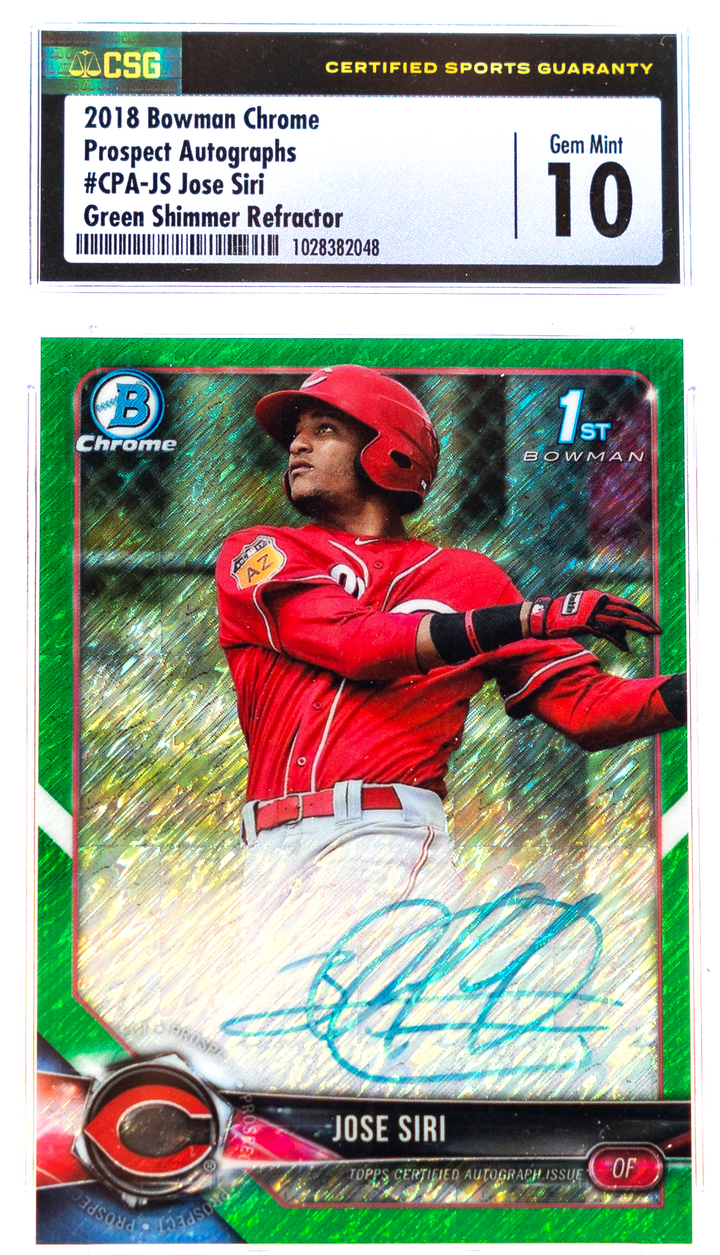 2018 Bowman Chrome - Jose Siri CPA-JS - Green Shimmer /99 - CSG 10 / 10