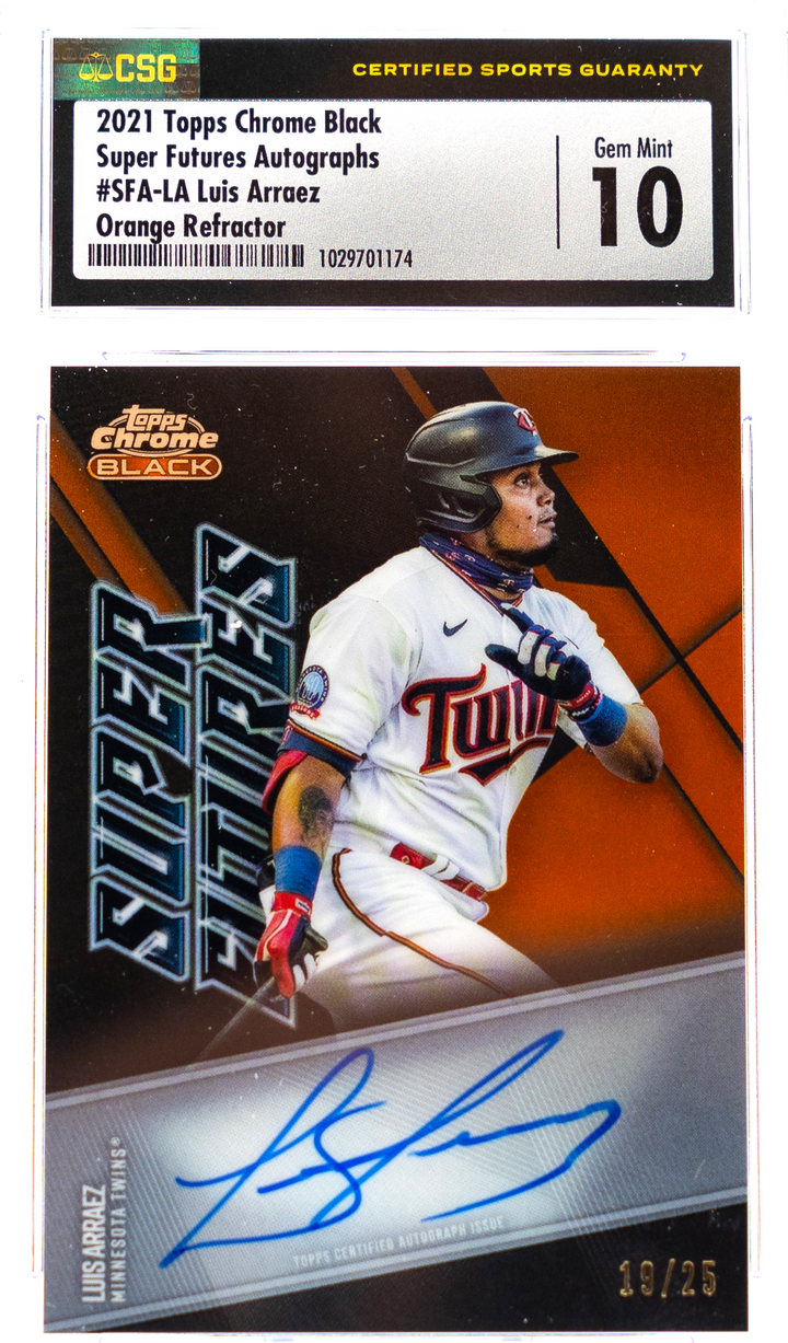 2021 Topps Chrome Black - Luis Arraez SFA-LA - Orange Refractor /25 - CSG CGC 10 / 10