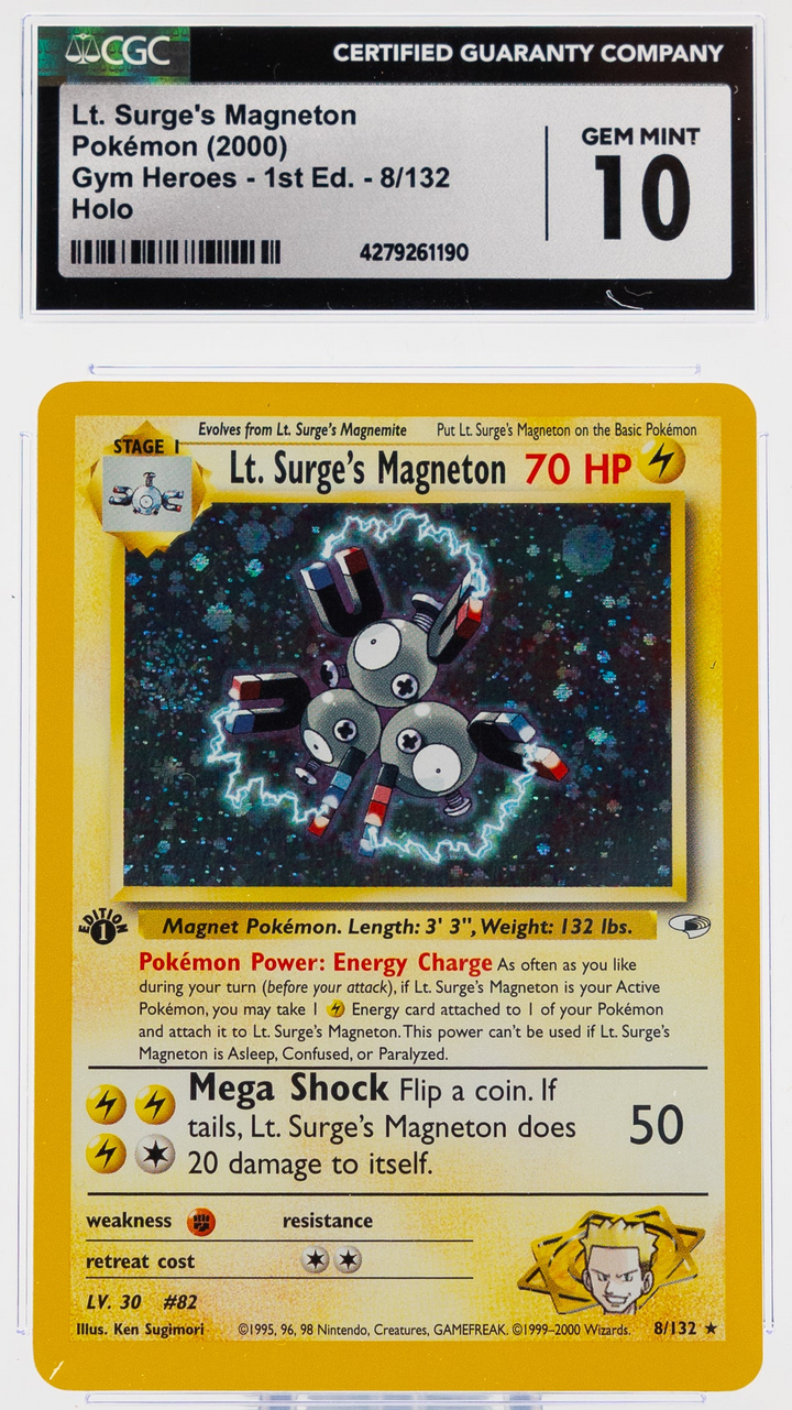 Lt. Surge's Magneton 8/132 Gym Heros 1st Edition - 2000 Pokemon - CGC 10