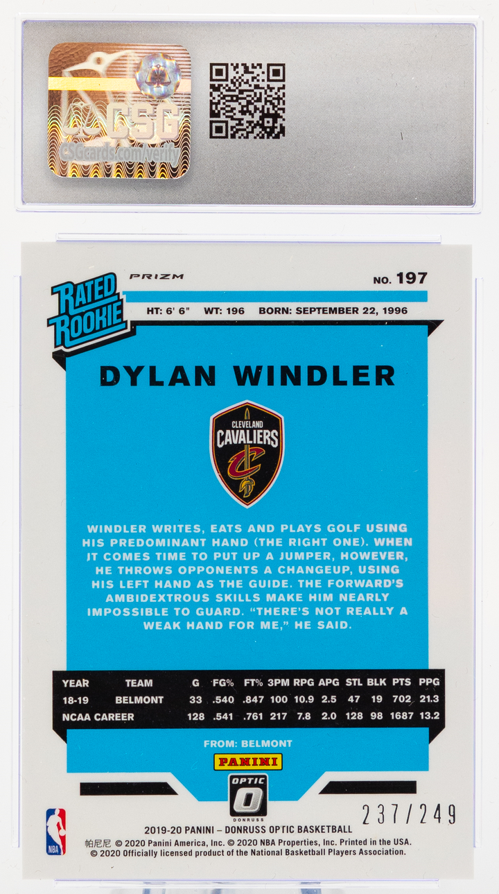 2019-20 Donruss Optic - Dylan Windler 197 - Premium Box Set /249 - CSG CGC 8.5