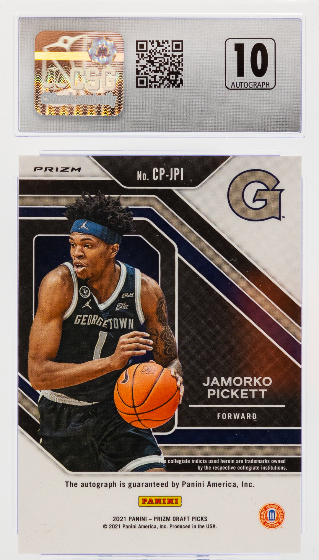 2021 Panini Prizm Draft Picks - Jamorko Pickett CP-JPI - Silver - CSG CGC 8.5 / 10