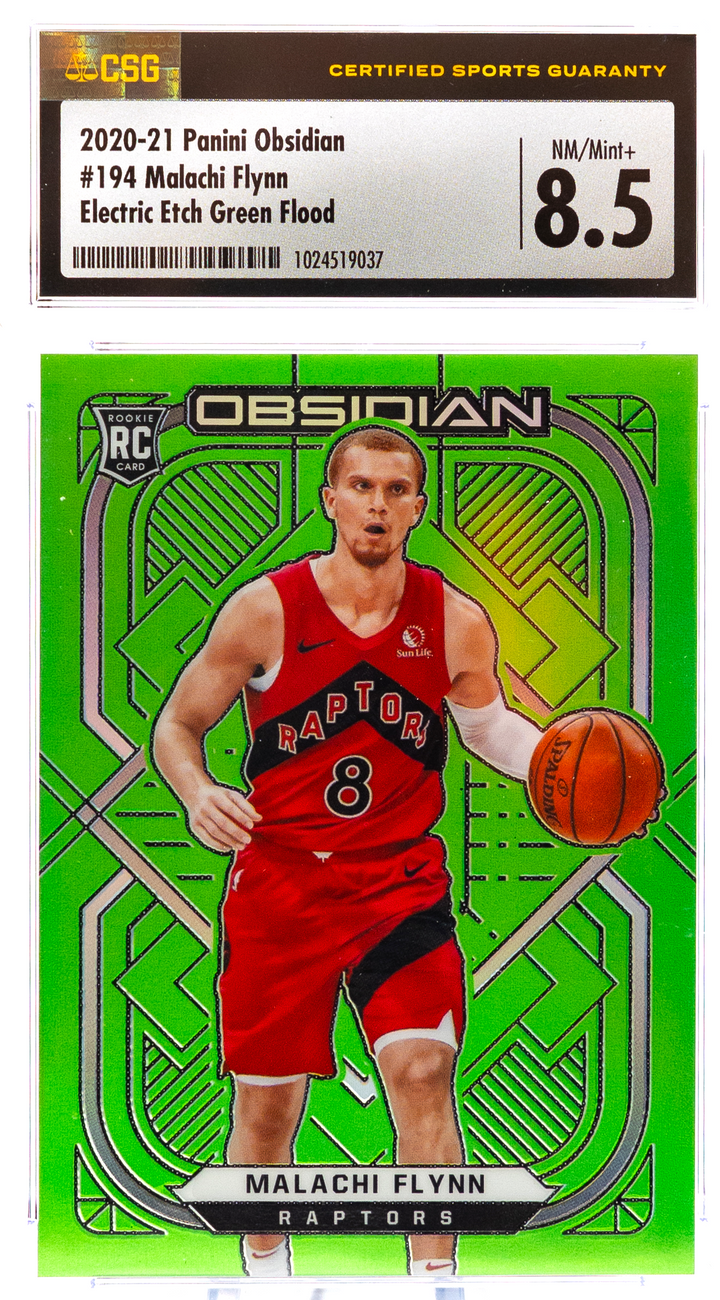 2020-21 Panini Obsidian - Malachi Flynn 194 - Electric Etch Green Flood - CSC CGC 8.5