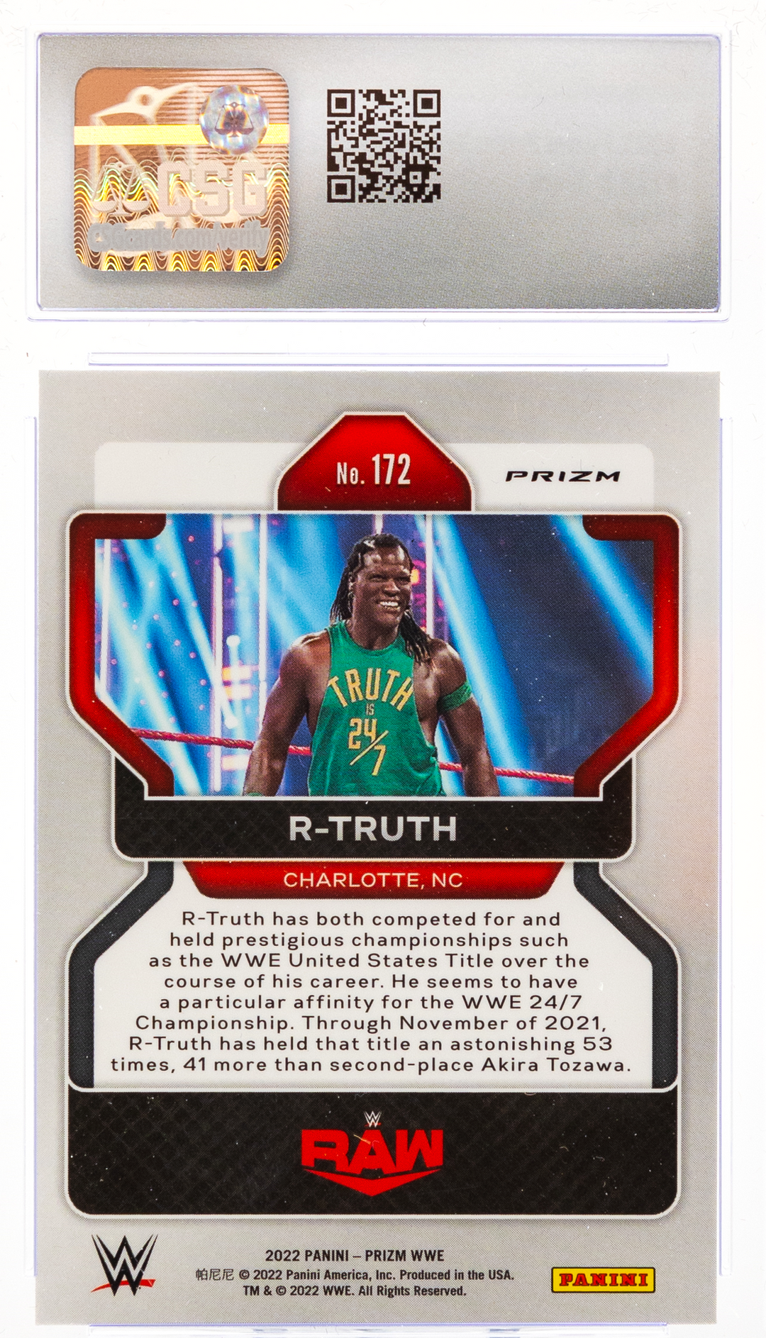 2022 Panini Prizm WWE - R-Truth 172 -Silver  - CSG CGC 9