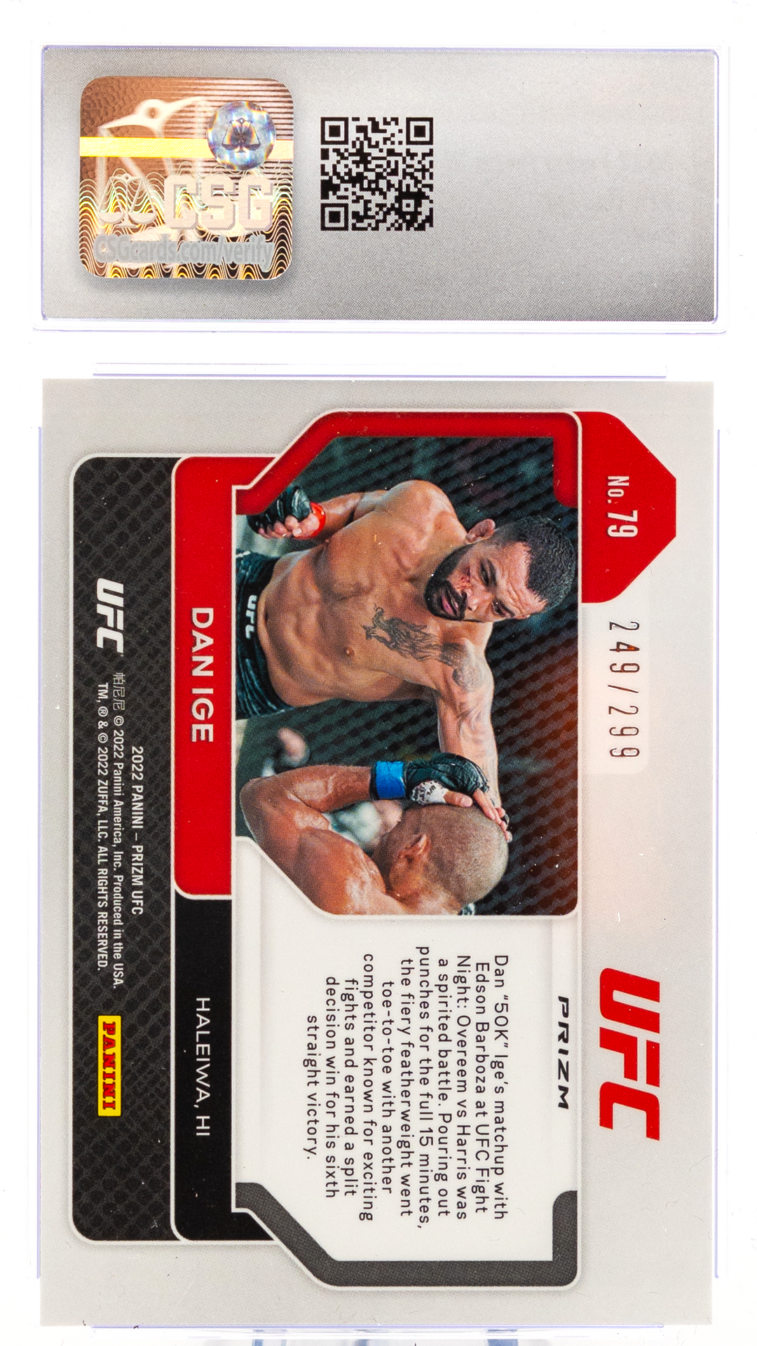 2021 Panini Prizm UFC - Dan Ige 79 - Red /299 - CSG CGC 10