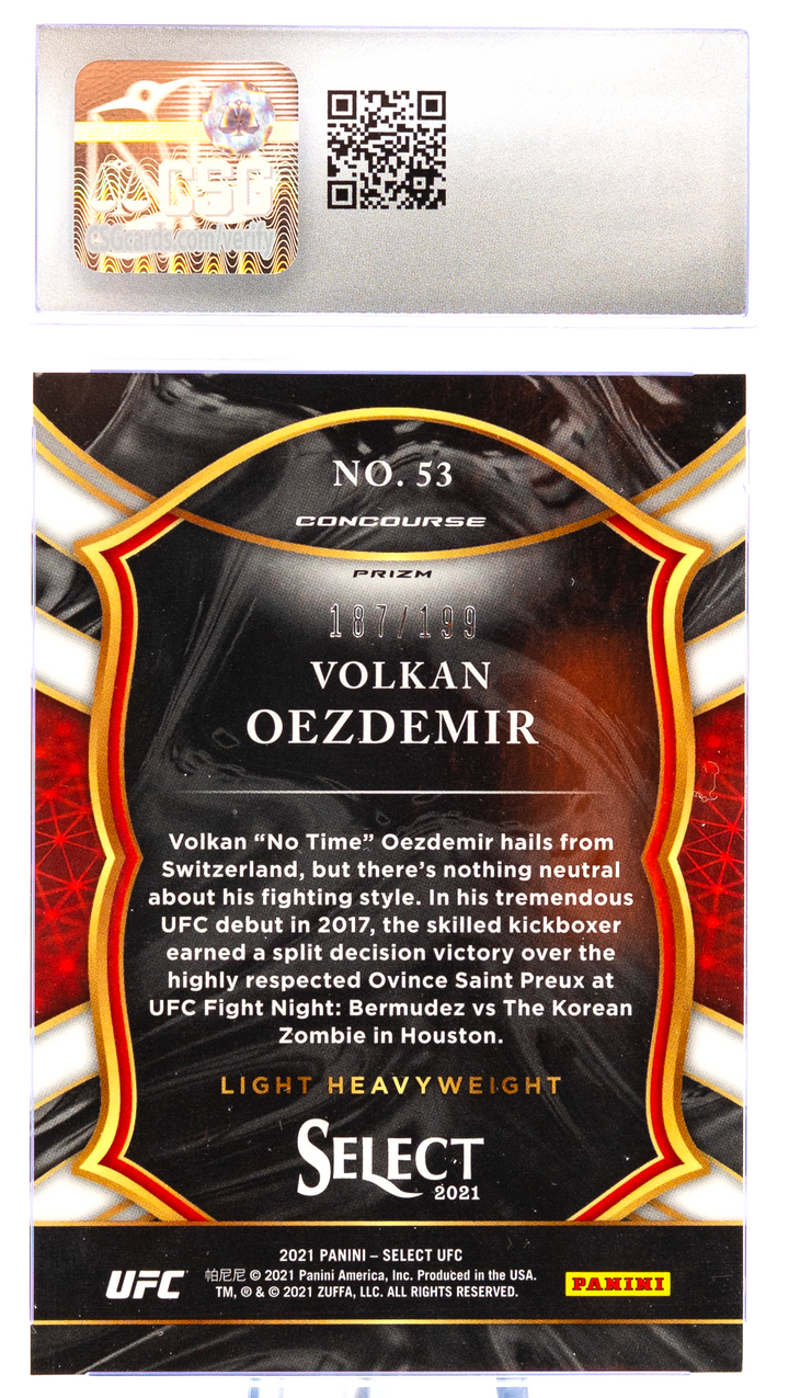 2021 Panini Select UFC - Volkan Oezdemir 53 - Red Disco /199 - CSG CGC 8.5