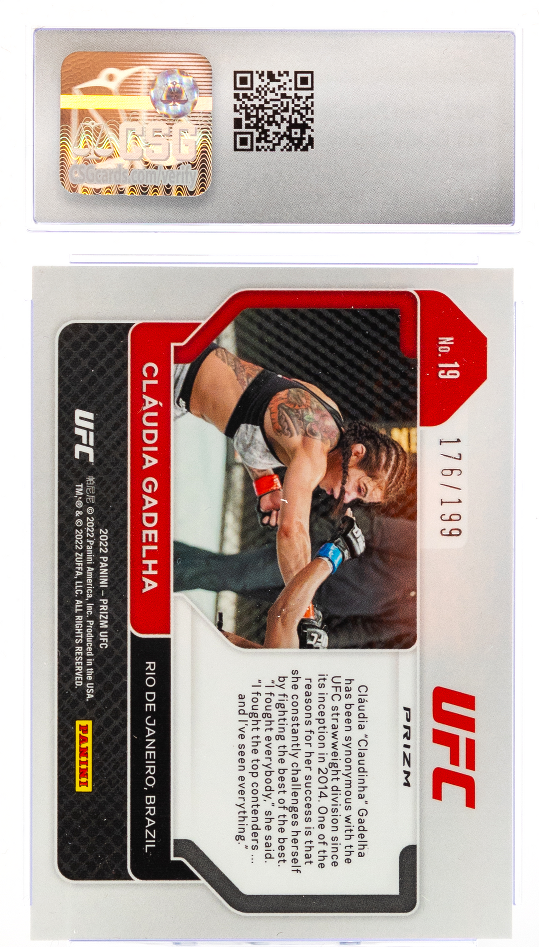 2021 Panini Prizm UFC - Claudia Gadelha 19 - Blue /199 - CSG CGC 9