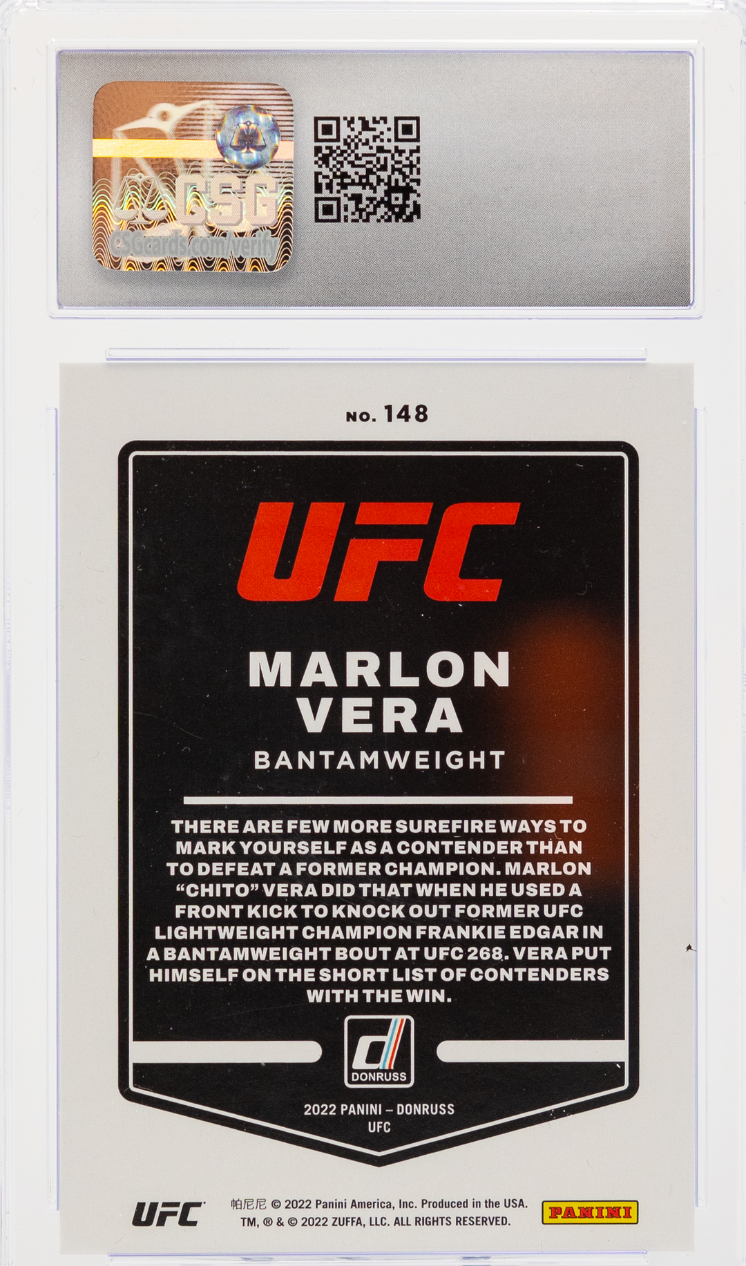 2022 Panini Donruss UFC - Marlon Vera - Blue Laser /49 - CSG CGC 9.5