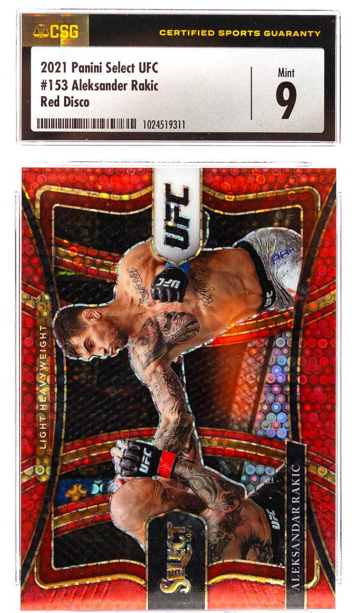 2021 Panini Select UFC - Aleksandar Rakic 153 - Red Disco /199 - CSG CGC 9