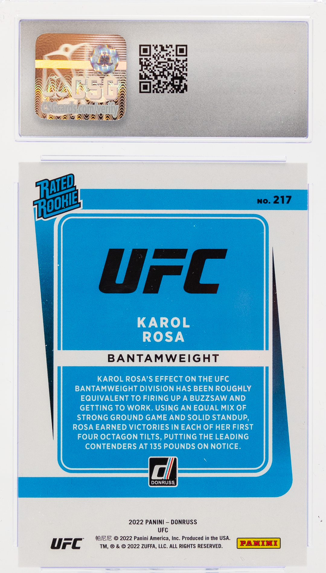 2022 Panini Donruss UFC - Karol Rosa 217 - CSG CGC 8.5