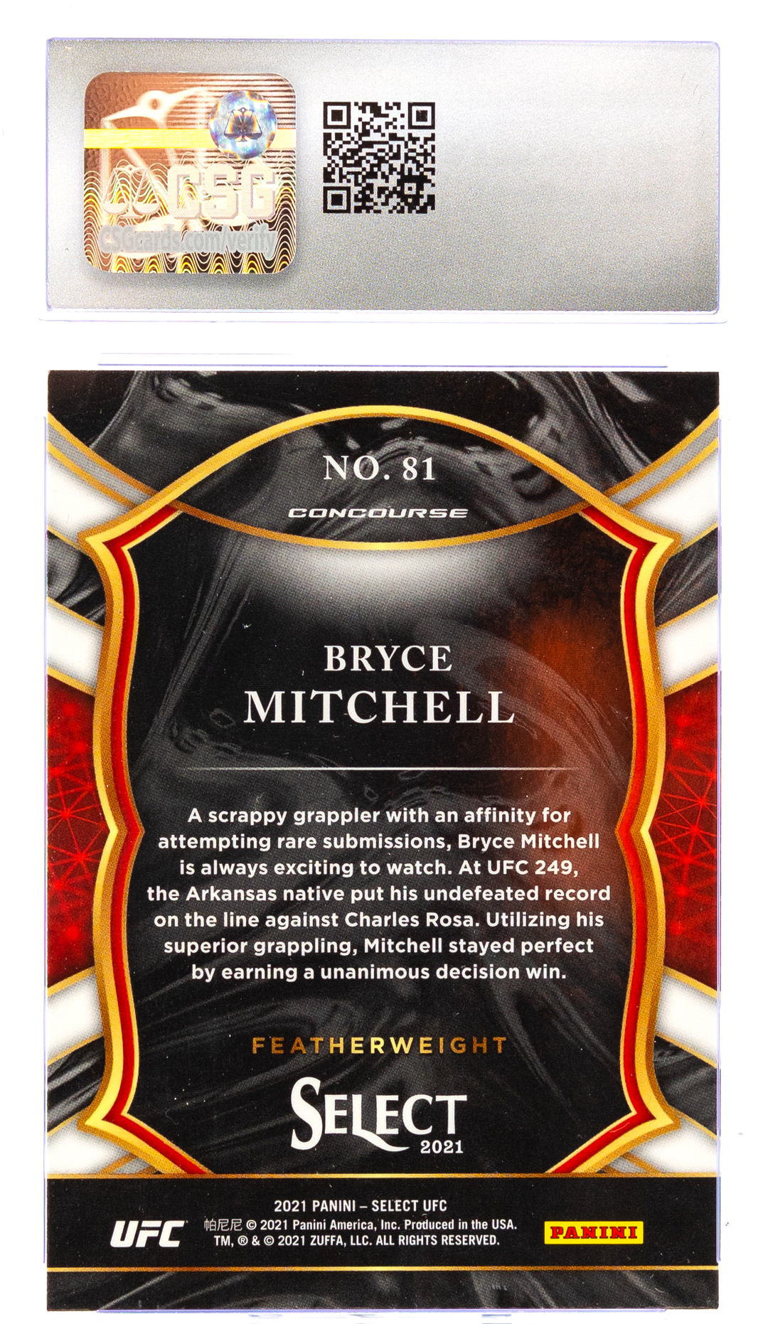 2021 Panini Select UFC - Bryce Mitchell 81 - CSG CGC 8