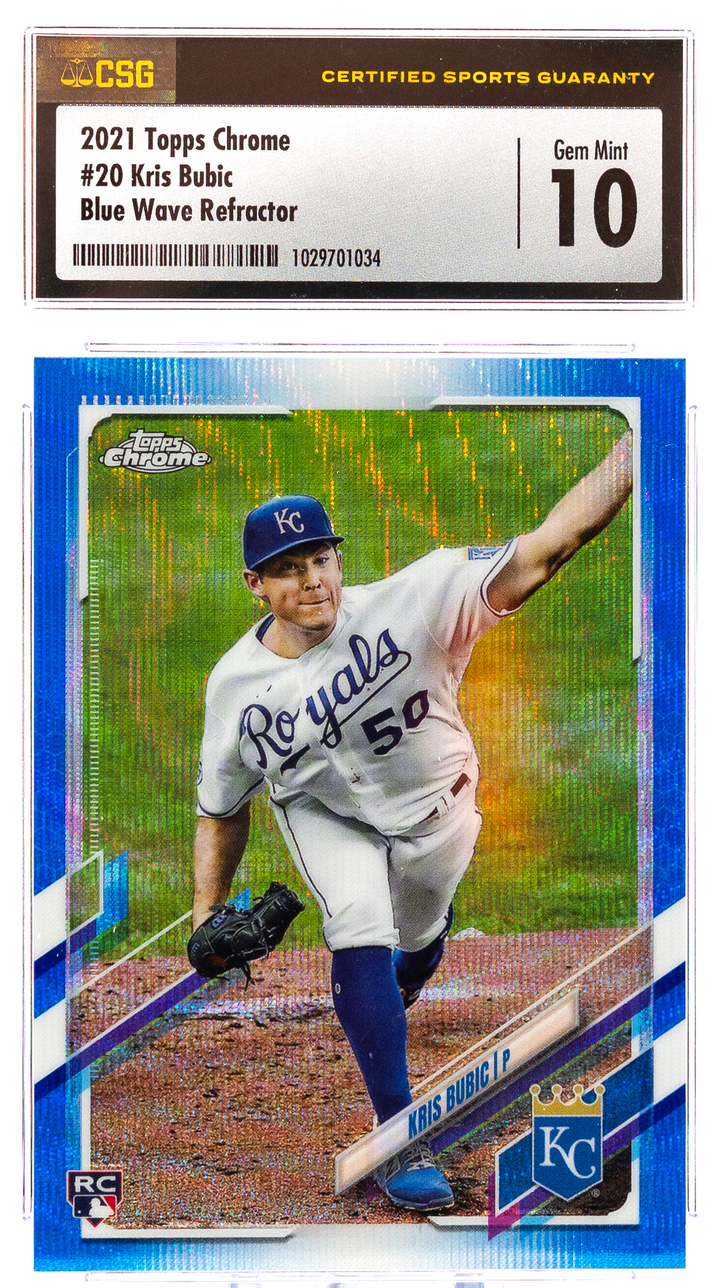 2021 Topps Chrome - Kris Bubic 20 - Blue Wave /75 - CSG CGC 10