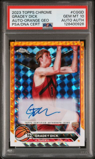 2023 Topps Chrome - Gradey Dick CGGD - Orange Geometric Auto /25 - PSA 10