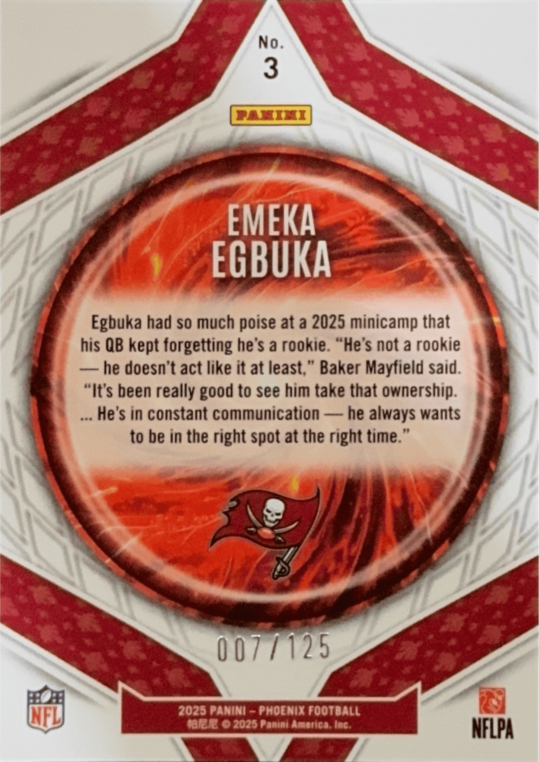 2025 Panini Phoenix - Emeka Egbuka #3 - Paragon Bronze Pandora - 007/125