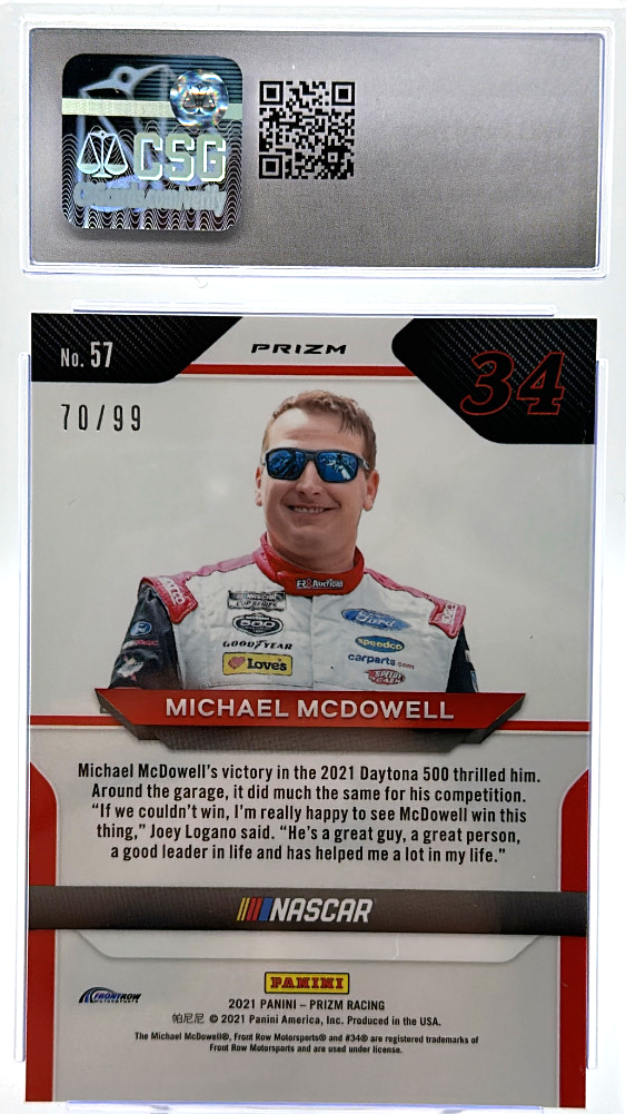 2020 Panini Prizm - Michael McDowell 57 - Carolina Blue Scope /99 - CSG CGC 10