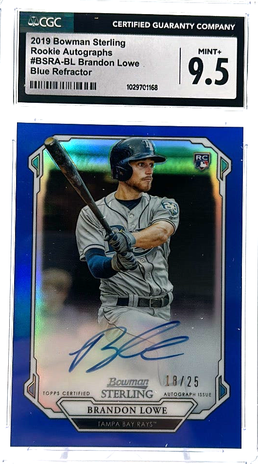 2019 Bowman Sterling - Brandon Lowe BSRA-BL - Blue Refractor /25 - CSG 9.5 /10