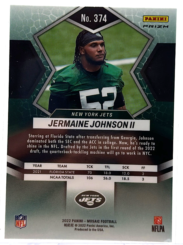 2022 Panini Mosaic - Jermaine Johnson II 374 - Honeycomb