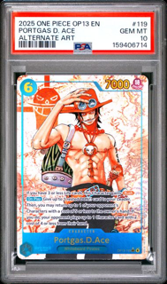 Portgas.D.Ace - OP13 Carrying On His Will Alternate Art - 2025 One Piece  - PSA 10