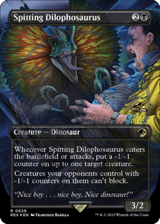 Spitting Dilophosaurus (Borderless) (Emblem) - Universes Beyond: Jurassic World Collection (REX)
