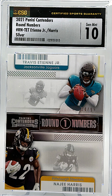 2021 Panini Contenders - Travis Etienne JR. Najee Harris - Silver /99 - CSG CGC 10