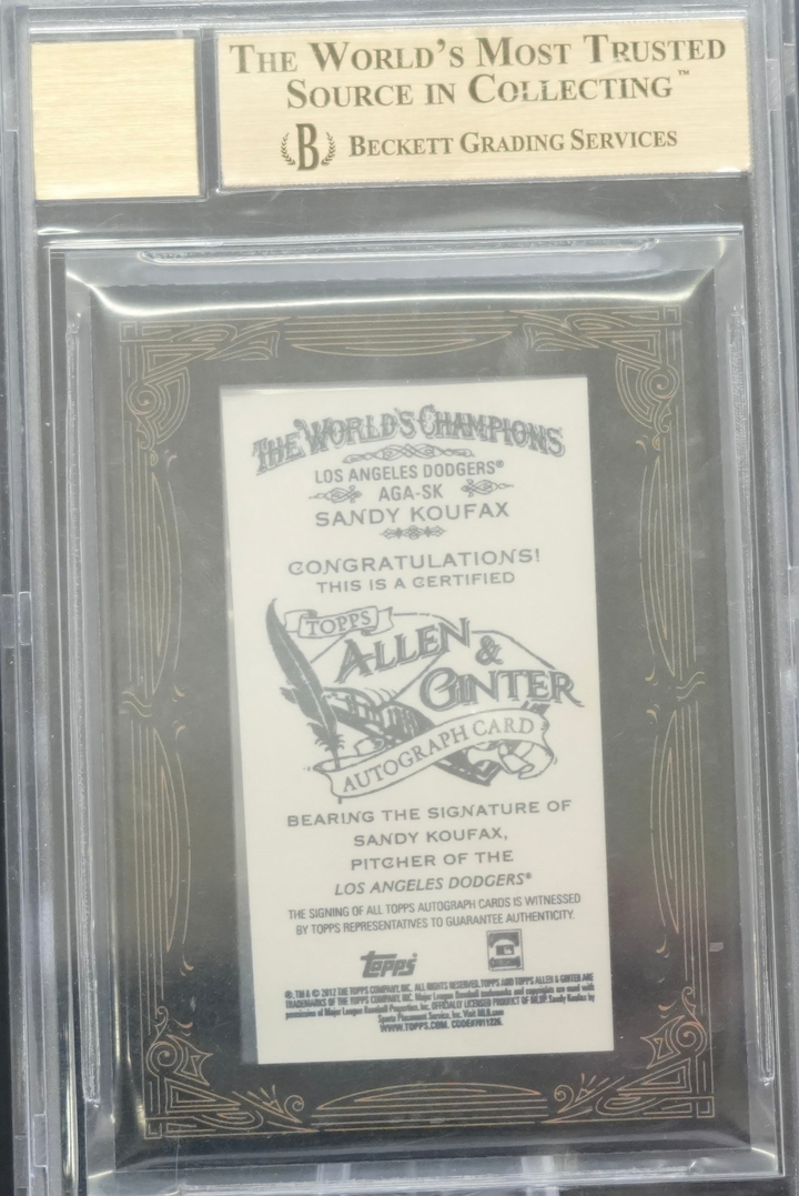 2012 Topps Allen & Ginter - Sandy Koufax AGA-SK - Autographs  - BGS 9.5 / 10