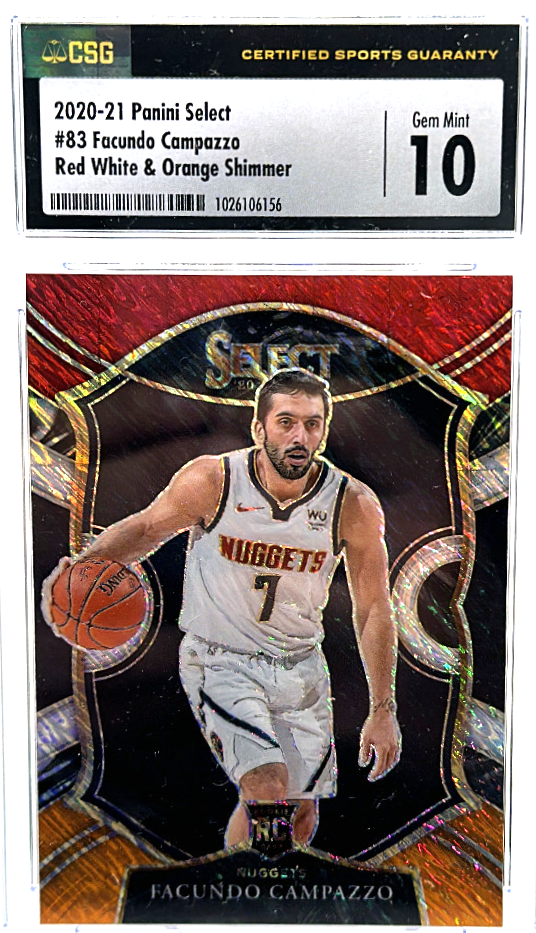 2020-21 Panini Select - Facundo Campazzo 83 - Red White and Orange Shimmer - CSG CGC 10