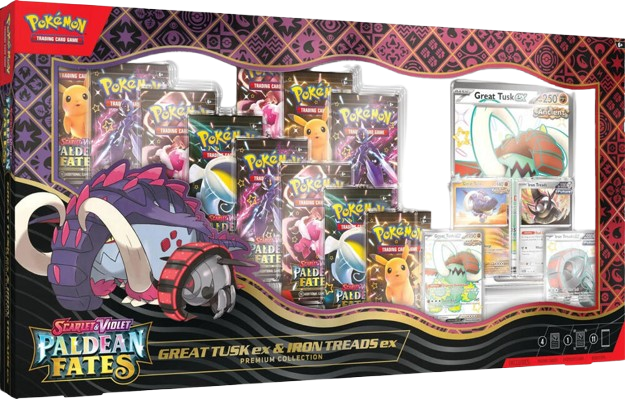 Paldean Fates Great Tusk ex & Iron Treads ex Premium Collection - SV: Paldean Fates (PAF)