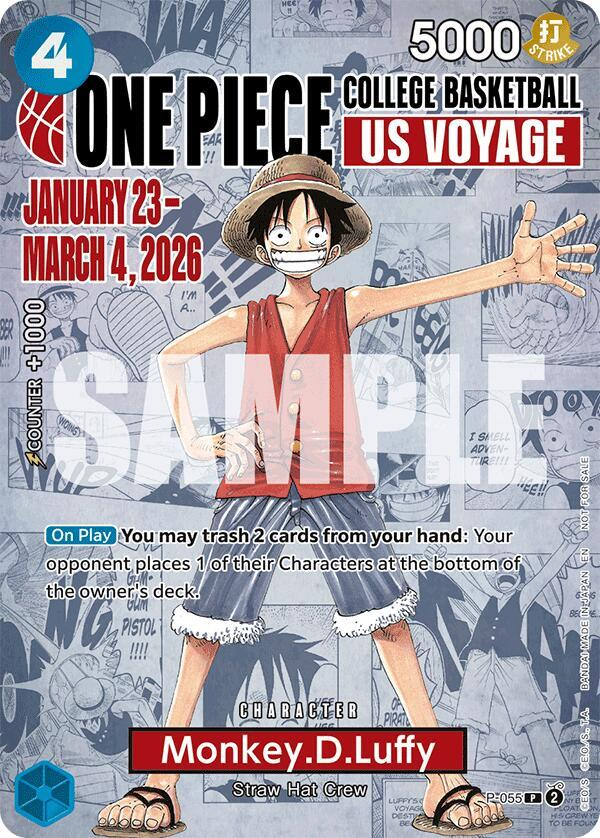 Monkey.D.Luffy (055) (College Basketball US Voyage) - One Piece Promotion Cards (OP-PR) (Sealed)