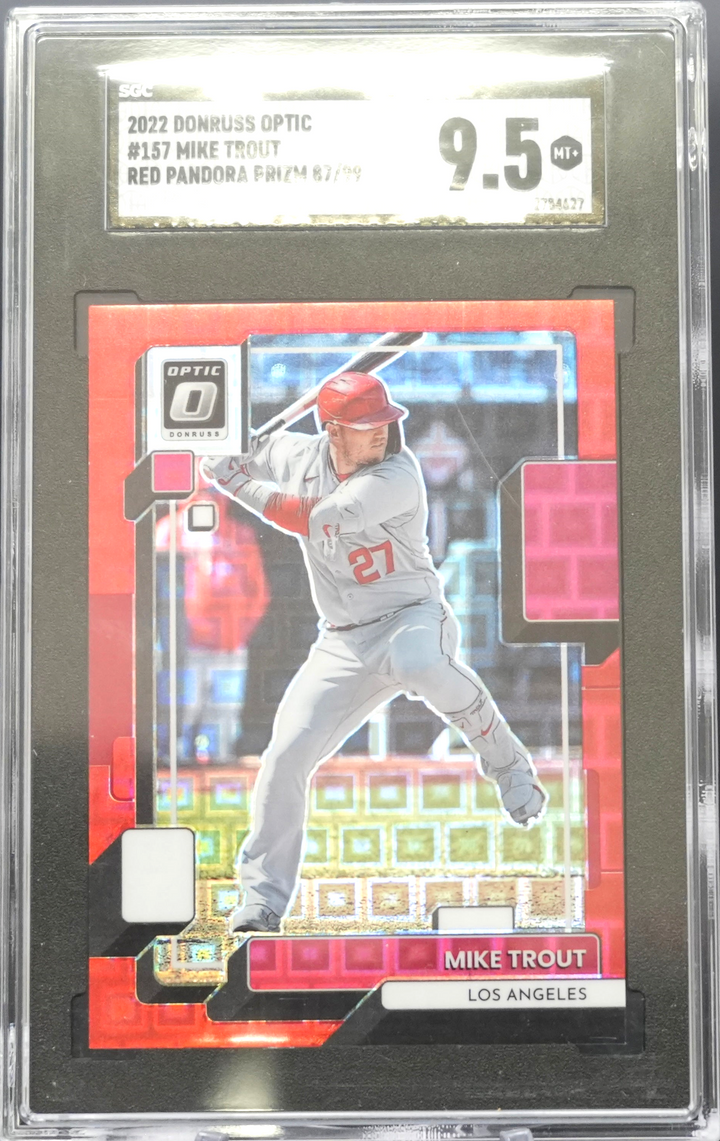 2022 Panini Donruss Optic - Mike Trout 157 - Red Pandora Prizm /99 - SGC 9.5