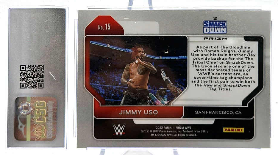 2022 Panini Prizm WWE - Jimmy Uso 15 - Silver - CSG CGC 9