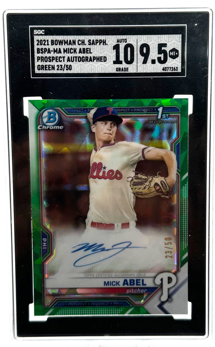 2021 Topps Bowman Chrome Sapphire - Mick Abel BSPA-MA - Green /50 - SGC 9.5 / 10